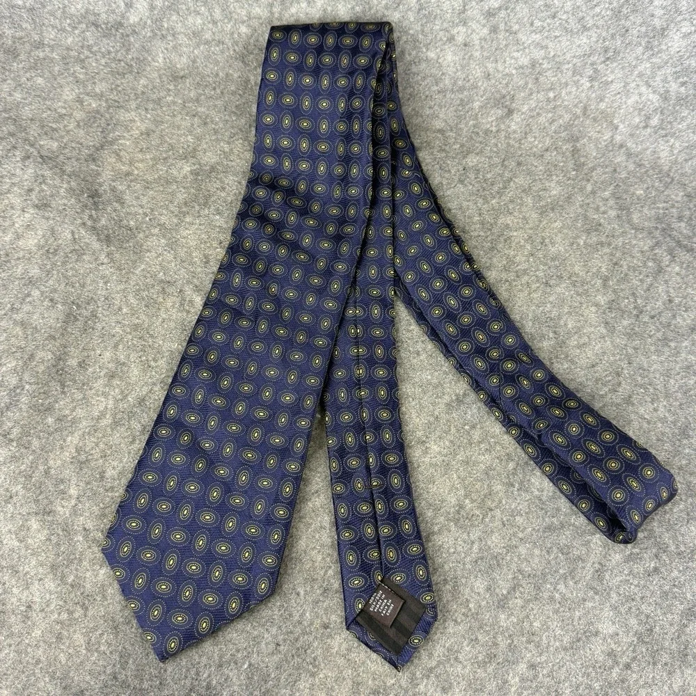 Black Brown 1826 Men's Tie 100% Silk Blue Geometric Pattern 60